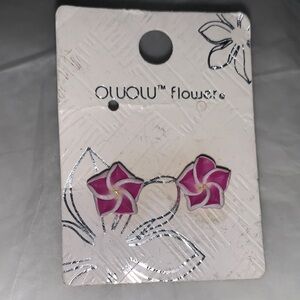 Pink and White Floral Earrings